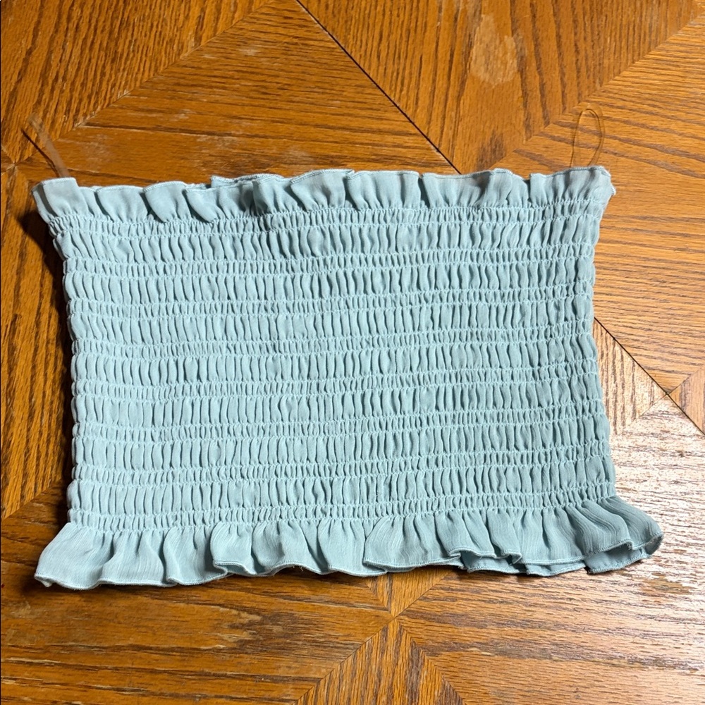 Kendall & Kylie Light Blue Smocked Tube Top